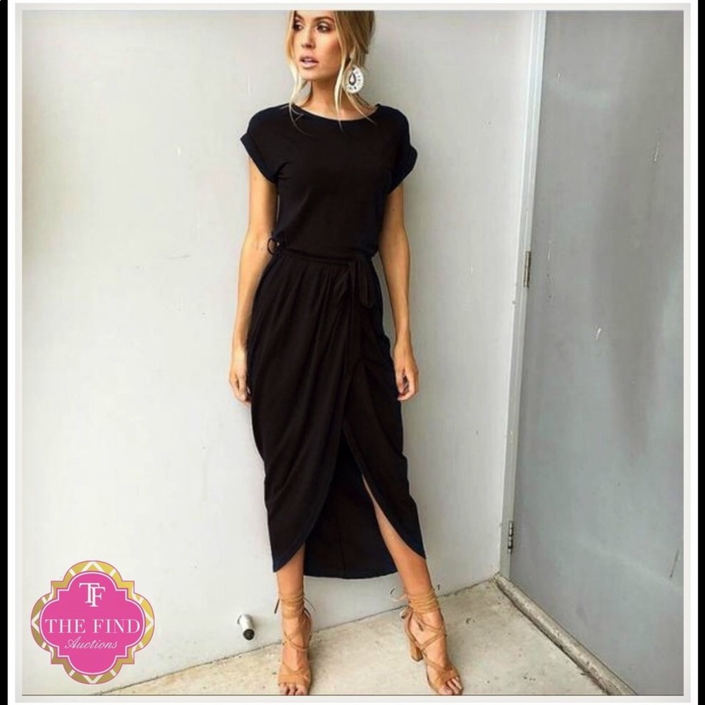 Hardwood black wrap dress